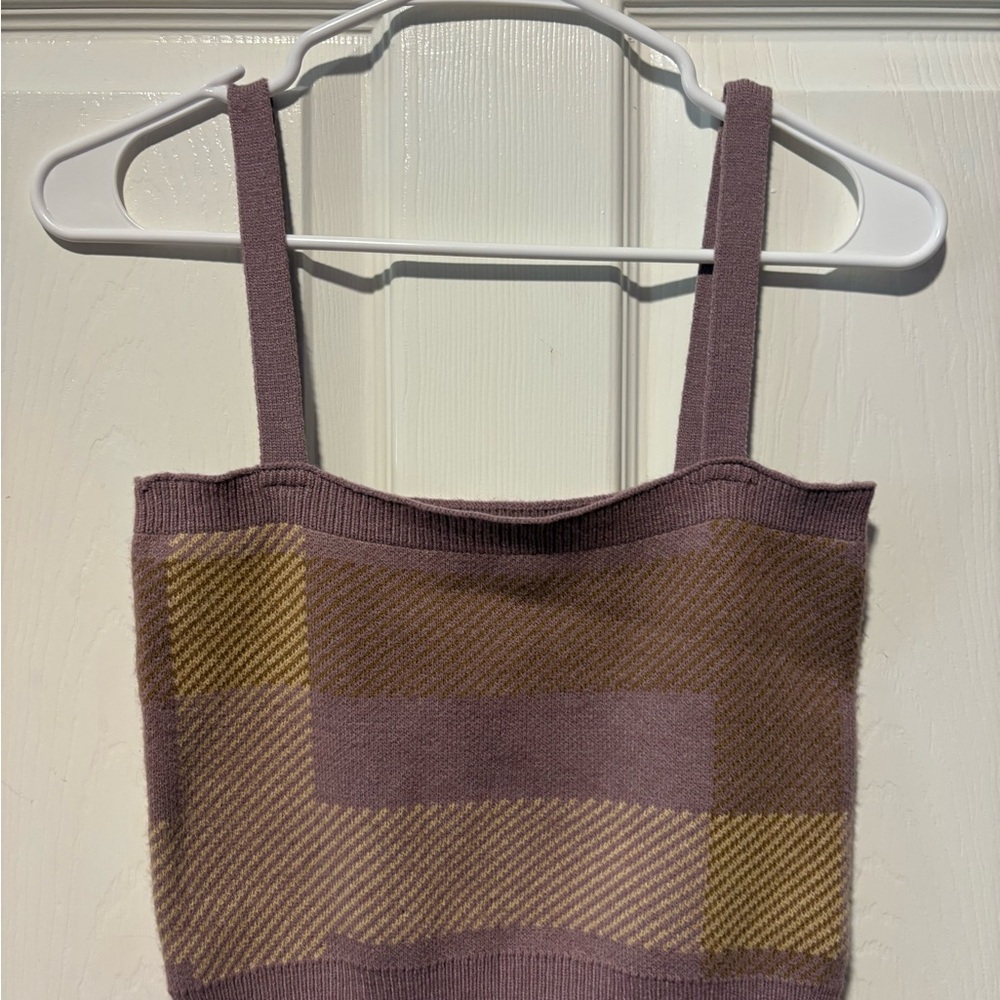 Plaid Purple and Tan Crop Top